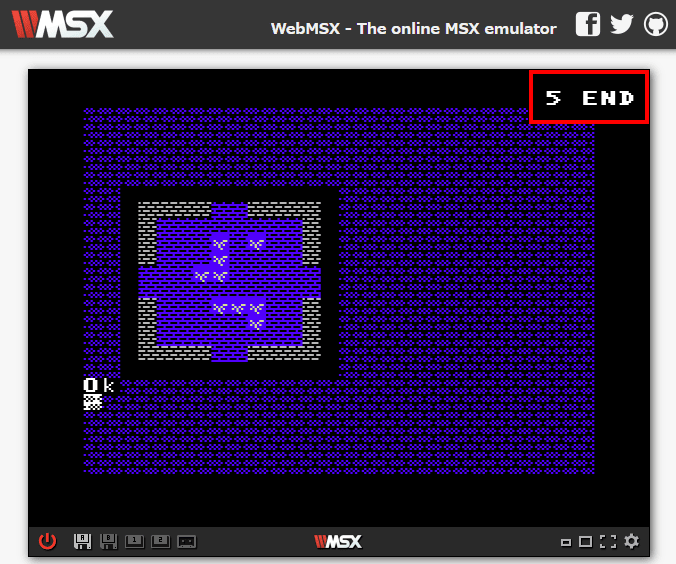とりあえず、5行に END（プログラム終了）を仕込んでみる