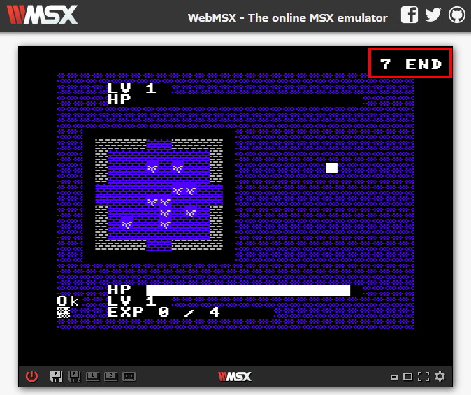 とりあえず、7行に END（プログラム終了）を仕込んでみる