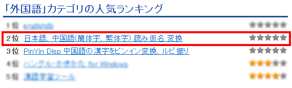 ベクターソフトウェアの人気ソフトでランクインしました！