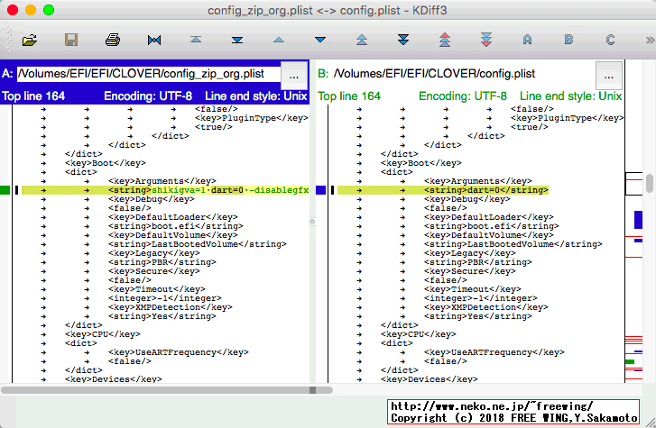 Clover Configuratorで変更した差分