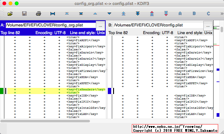 Clover EFI bootloaderの config.plist設定ファイルを変更する