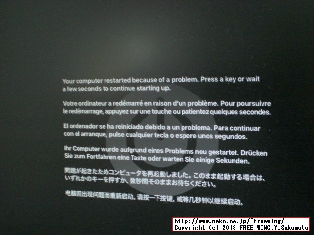 何らかの原因で前回起動に失敗した 2回目にお知らせ画面が出ます