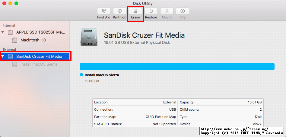 Hackintosh用 USBインストールメディアのフォーマット方法