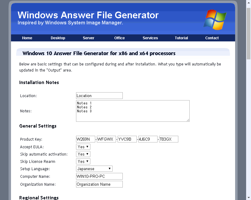 Windows 10 Answer File Generator for x86 and x64 processors autounattend.xml